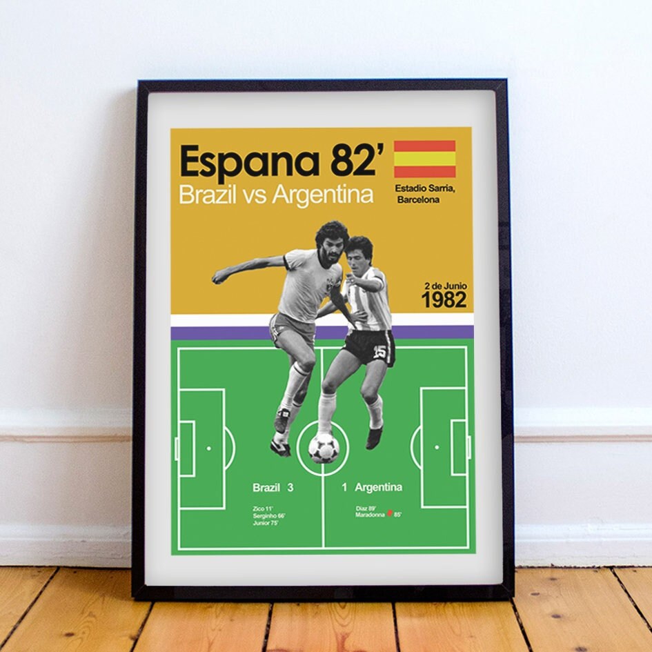 Retro World Cup '82 Brazil Vs Argentina Poster Print - Etsy