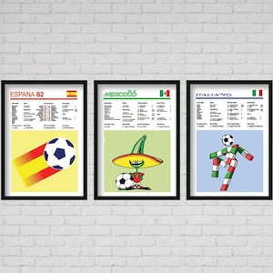 A4 A3 football soccer world cup poster print art italia 90 mexico 86 argentina 78 brazil sport retro vintage sports memorabilia collectable
