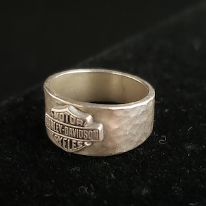 3rd PRICE DROP Vintage Simple Hammered Silver Harley Davidson Ring