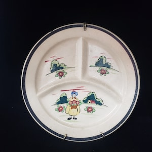 3er PRECIO DROP Vintage 1934 Pintado Campo Floral Cerámica Bebé Plato