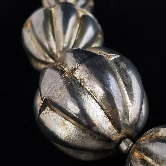 3rd PRICE DROP Vintage Chunky Silver Metal Ball M… - image 3