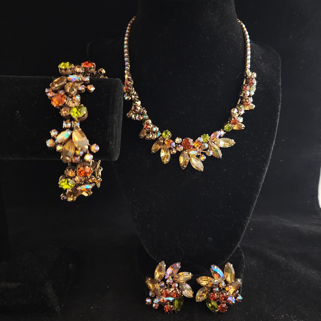 Vintage Weiss Fall Autumn Aurora Borealis Rhinestone Earring - Etsy