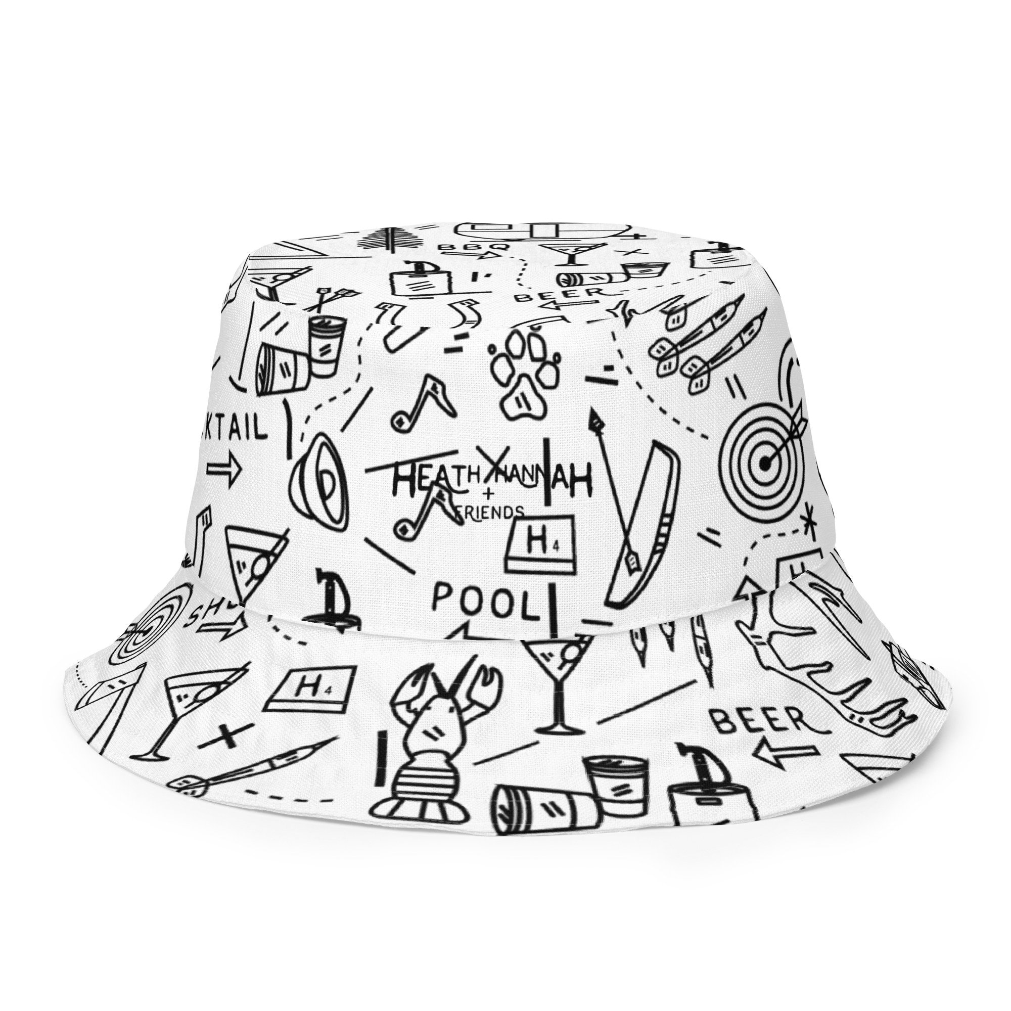 SALE  Vintage Modified Bucket Hat Black & White Smile More - Black and White Reversible Bucket Hat – Grin & Vibe main image 3