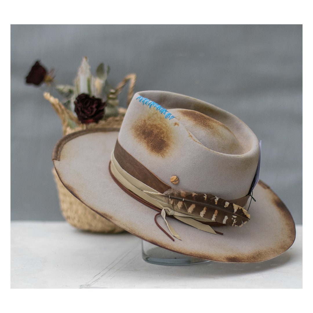 INDIEN BLUES Gris Clair - Felt Fedora - Vintage Look Men