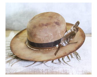Fedora BORDERLINE Beide Edition - chapolala - wool felt custom men distressed bespoke fedora - boho style