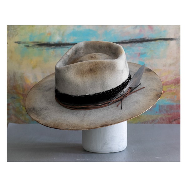 VENOM collection - AURORES - felt fedora - vitage look distressed hat - chapolala