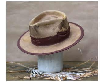 Pari - Distressed Wool Felt Fedora Hat - Handmade in France - Chapolala
