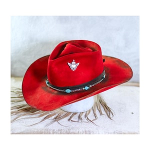 OH BOY - Distressed Custom Bespoke Western Cowboy Fedora - Wool Fur Felt - Handmade - Chapolala