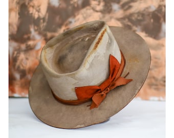 Fedora FARFELU - chapolala - wool felt custom men distressed bespoke fedora - boho style