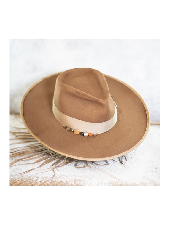 PARALLEL 66 - Camel - Felt Fedora - Vitage Look Distressed  display picture 1