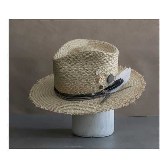 Natural Straw Fedora Hat with Decorative Band Chain Strap Fedora Hat • Ruslan Baginskiy Hats & Accessories  main image 4