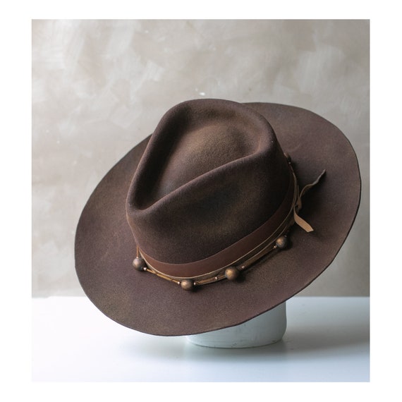 OLD GOLD - Felt Fedora - Vitage Look Distressed Hat  display picture 2
