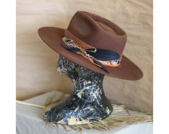 CORBEAU Dark Brown edition - felt fedora - vintage look distressed hat - chapolala