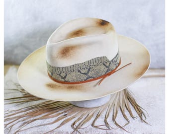 Custom Vintage Fedora Hat, Wool Felt Stiff Hat, Wide-brim  display picture 2