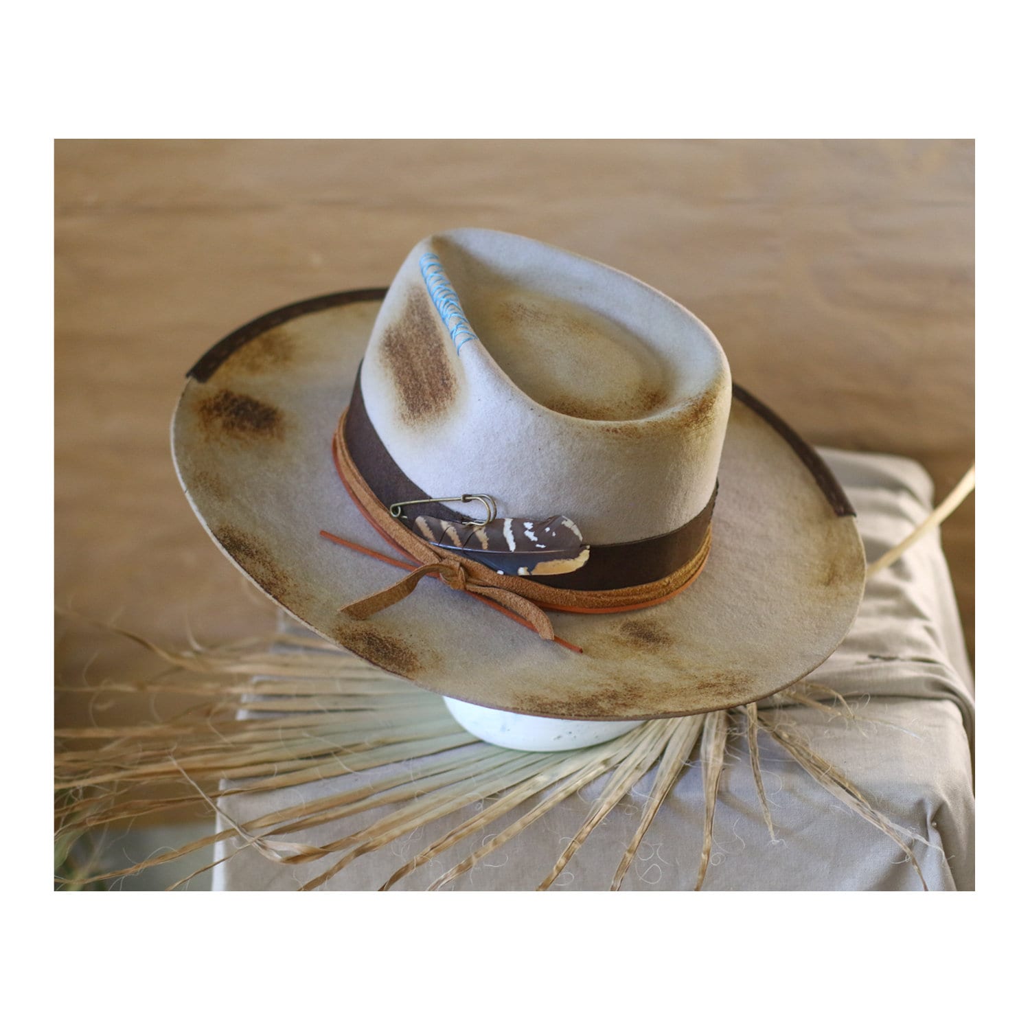 Lack Of Color Light Gray Felt Fedora with Tan Band Teak Rancher - Wool Felt Fedora Hat (Brown) | Lack of Color [US] main image 2