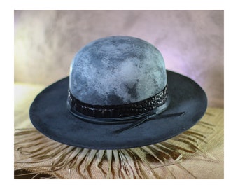 Art Sanctum Collection - ANTIDOTE - by Chapolala - distressed custom bespoke men women fur wool felt fedora hat - special finish