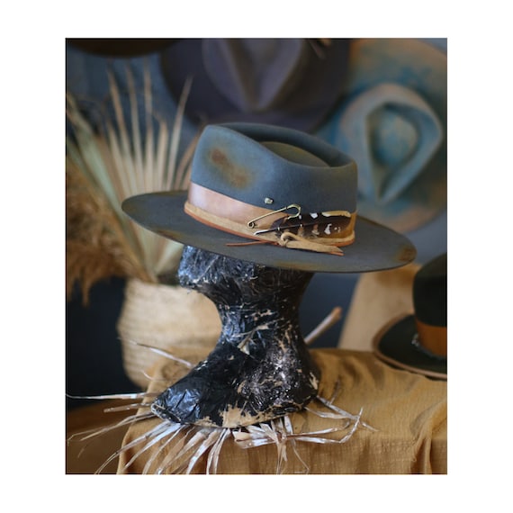 INDIEN - Felt Fedora - Dark Grey - Vitage Look Distressed  display picture 3