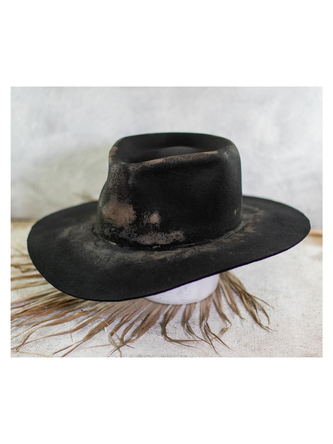 Yellowstone 1883 Hat – Black Distressed Wool Fedora, Handmade