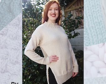 Cable Crew Sweater Hand Knitting Pattern