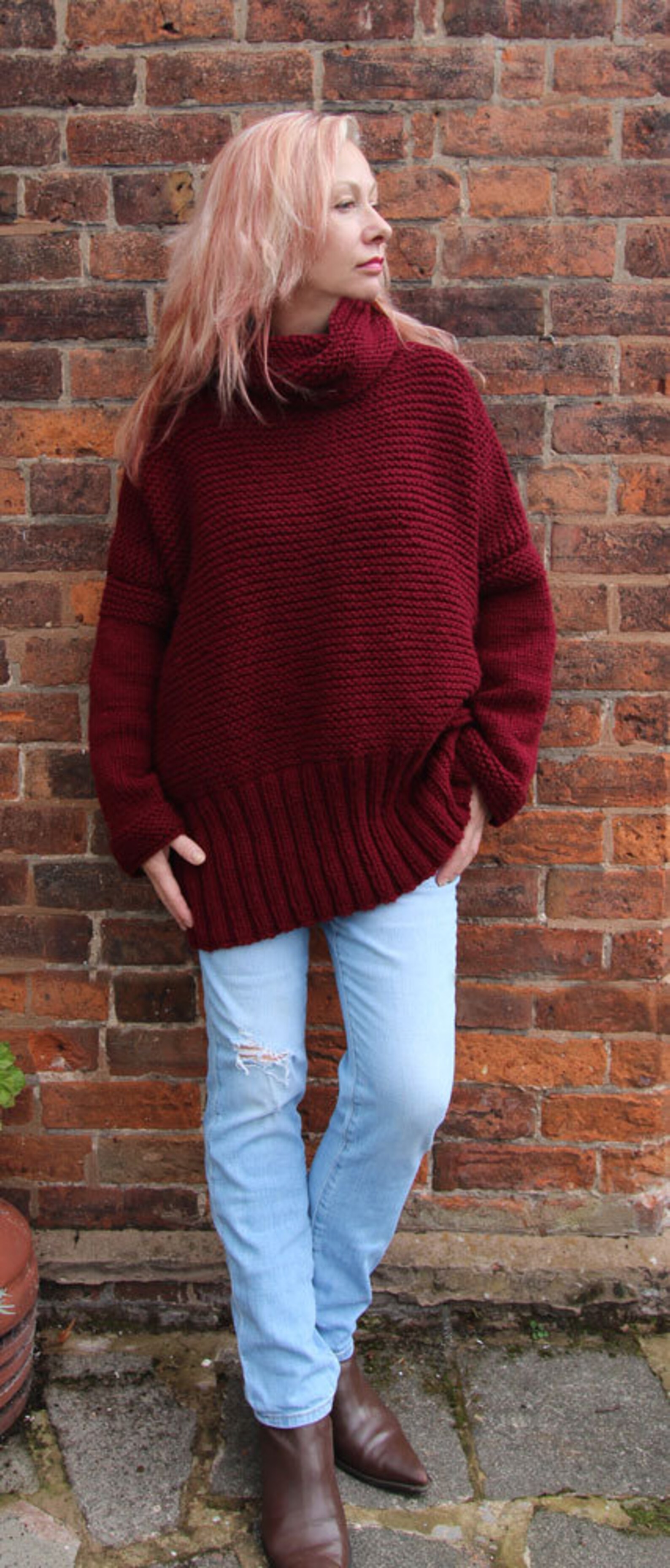 Claret Sweater Hand Knitting Pattern - Etsy