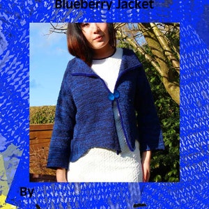 Blueberry Cropped Asymmetrical Jacket Machine Knitting Pattern