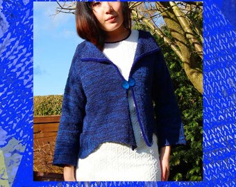 Blaubeere abgeschnittene asymmetrische Jacke Maschinenstrickmuster
