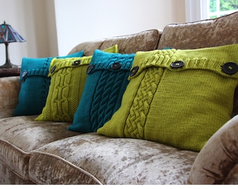 Set of 4 Cushion Covers Hand Knitting Patterns