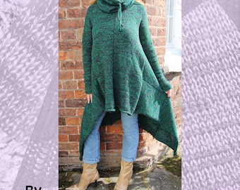 Hooded Poncheater Machine Knitting Pattern