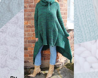 Hooded Poncheater Hand Knitting Patterns