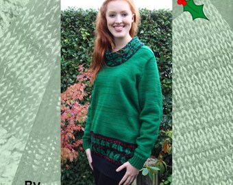 Holly Jumper Christmas Machine Knitting Pattern