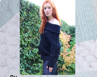 Cable Cowl Sweater Hand Knitting Pattern