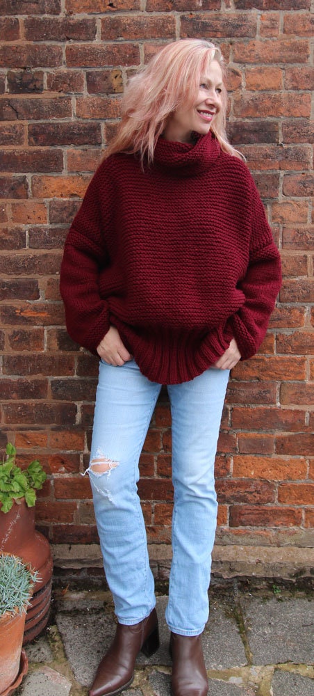 Claret Sweater Hand Knitting Pattern - Etsy