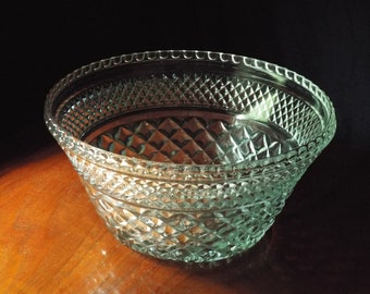 Vintage Wexford Anchor Hocking Glass Salad Bowl Wexford Pattern Anchor Hocking Medium Bowl Kitschy Mid Century Wexford Bowl