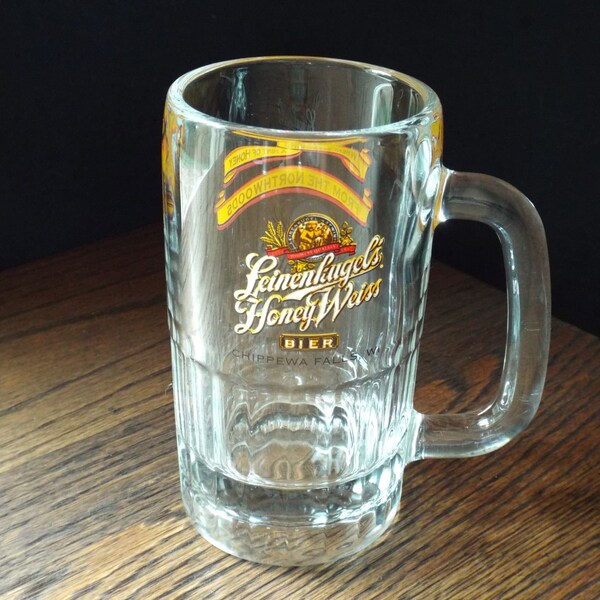 Vintage Leinenkugel's Honey Weiss Beer Mug; Souvenir Beer Glass; Vintage Advertising