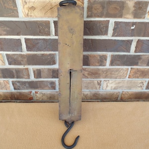 Antique Primitive Landers 150-lb. Brass Spring Balance; Spring Scale; General Store Spring Balance Scale