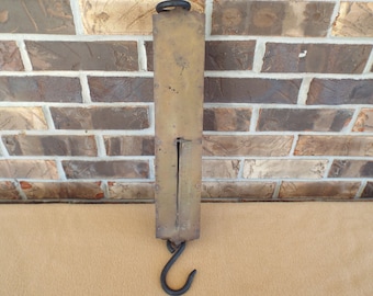 Antique Primitive Landers 150-lb. Brass Spring Balance; Spring Scale; General Store Spring Balance Scale