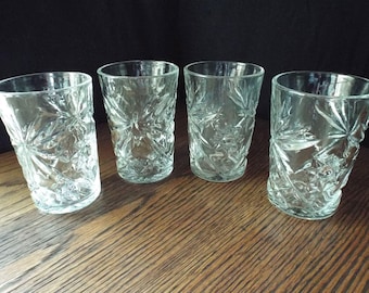 Vintage Anchor Hocking Prescut Clear Flat Tumblers