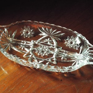 Anchor Hocking Prescut Clear Relish Dish; Condiment Dish; Candy Dish; Trinket Holder; Desk Organizer