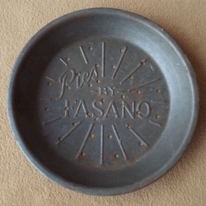 Vintage Fasano Pie Plate; Pie Dish; Tin Pie Pan