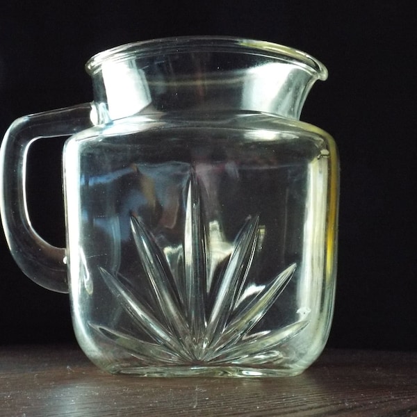 Vintage Federal Glass Pitcher with Pour Spout Star Pattern