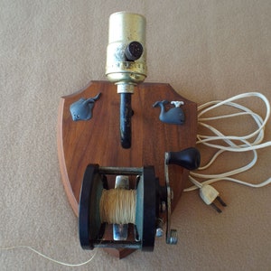 Vintage Ocean City Sealbeach Reel Lamp with Whale and Stingray
