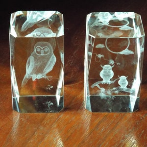Crystal Owl Paperweight Art Glass