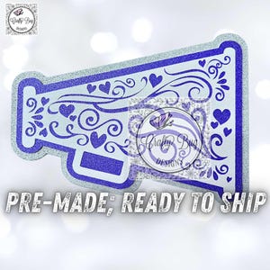 Découpe mégaphone bleue préfabriquée pour les futures mamans ; Découpe d'acclamation bleu roi, argent et blanc ; Prêt à être expédié !