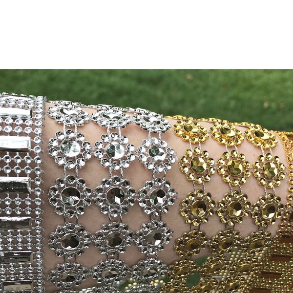 Flower shape diamond mesh ribbon. Diamond wrap. Homecoming mum bling. Wedding embellishments