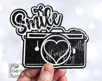 Pre-Made Camera cutout for homecoming mums, graduation leis