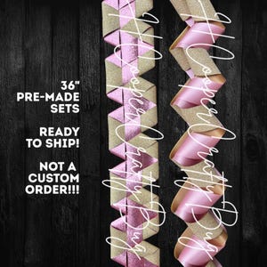 Pre Made Set of Homecoming Mum Braids; Pink and Gold; Zigzag and Möbius braids; Not a custom order!!