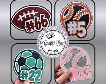 Custom Football, soccer ball, softball/ baseball cutouts with jersey number or name! Basketball. homecoming mum supplies