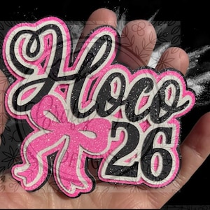 Pre-Made Homecoming Mum Cutout: Glitter Hoco 26 with Bow