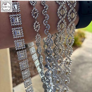 Silver trimming Bling; square, wave, oval & new large oval bling; homecoming mum supplies