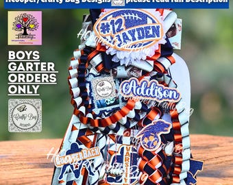 Custom Full size Garter mum, homecoming mum garter; SENIOR HOMECOMING MUM. Homecoming mum; Mega Garter mum; single homecoming garter